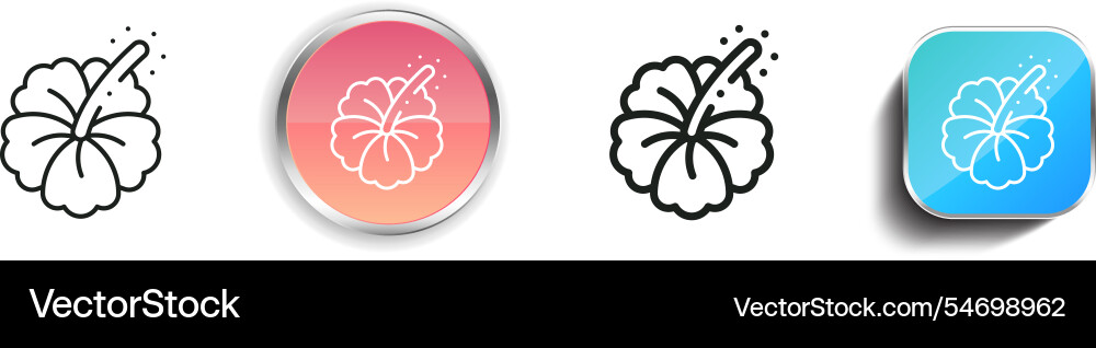 Hibiscus icon thin linear regular and button vector image