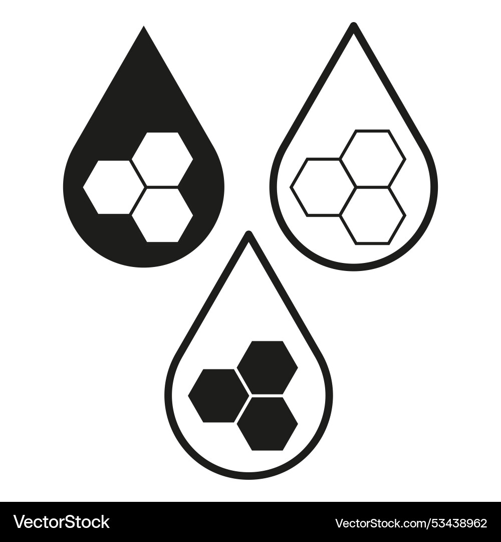 Honeycomb drop icons hexagonal structure Vector Image