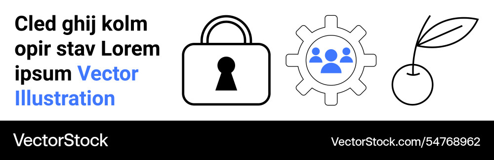Lock gear with team and growing plant Lock gear with team and growing plant vector image