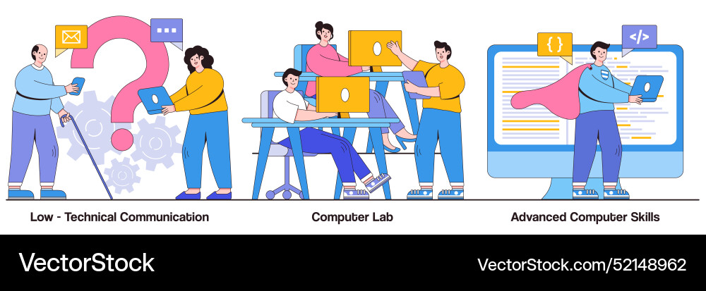 Low-technical communication computer lab advanced Vector Image