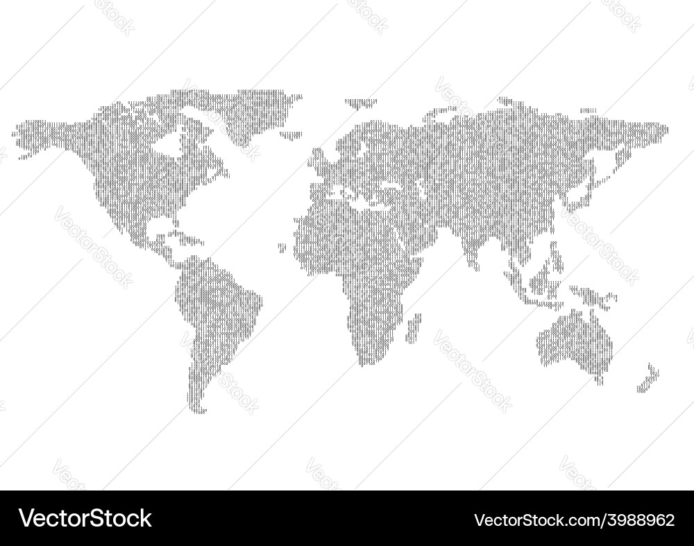 Map of planet earth consisting binary code vector image