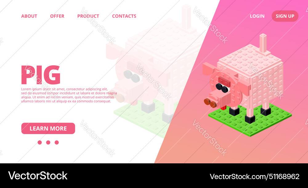 Web template with a pig Web template with a pig vector image