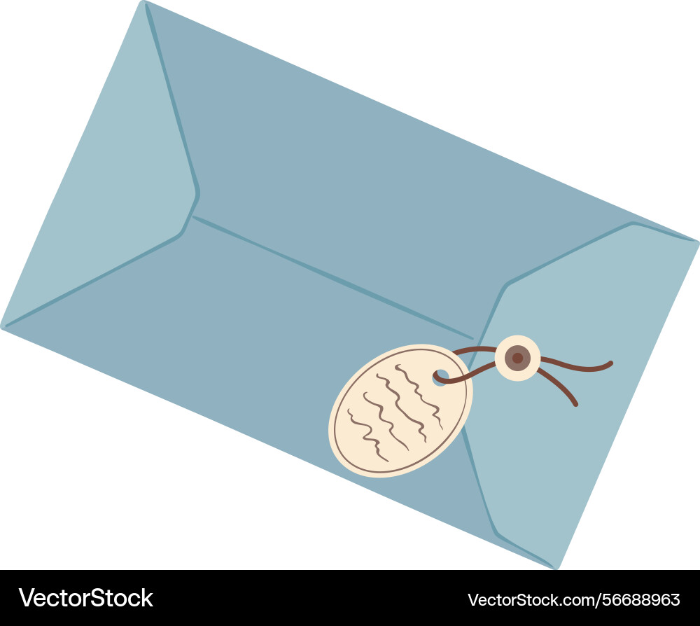 Closed light blue envelope sealed with string Closed light blue envelope sealed with string vector image