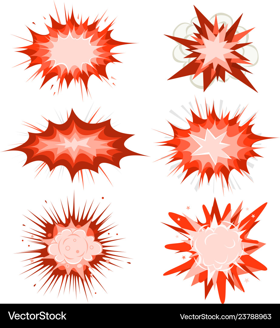 Comic book explosion bombs and blast set Vector Image