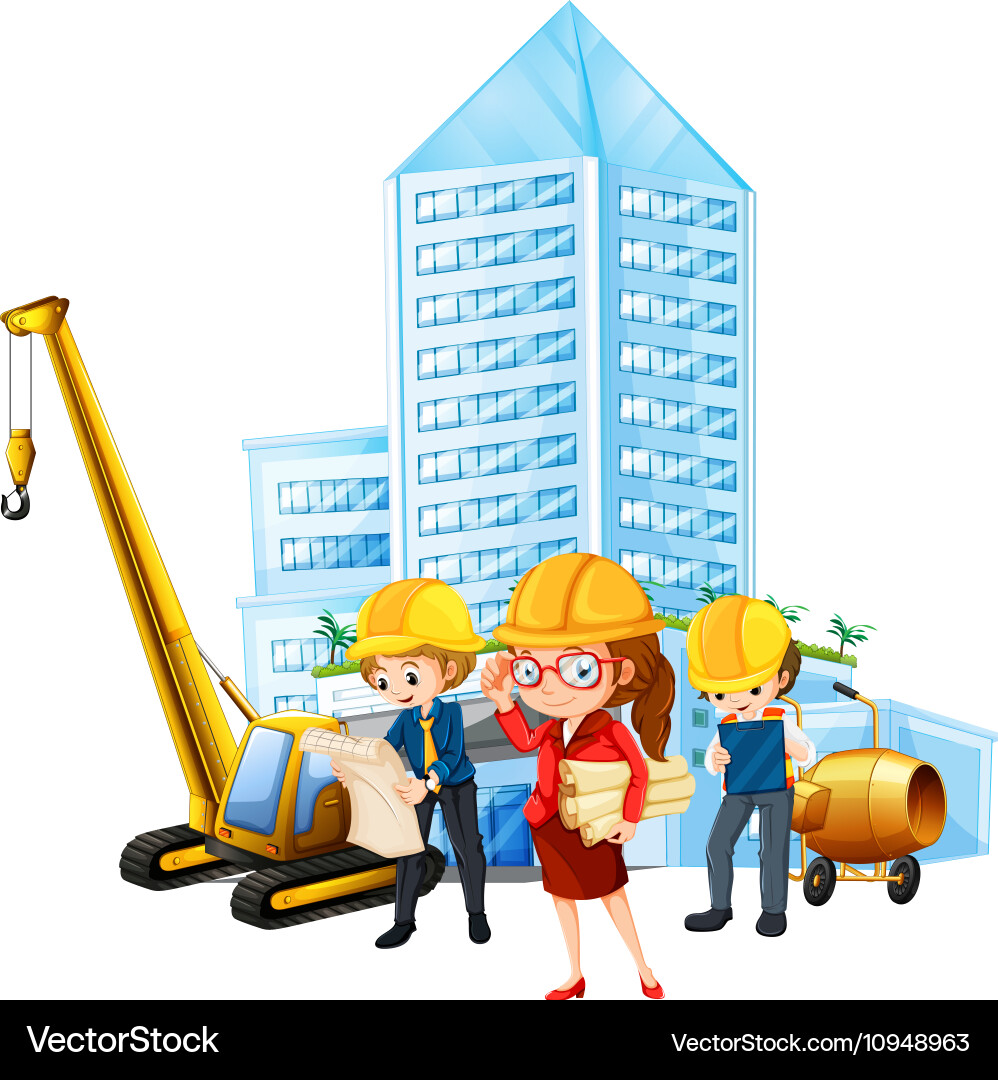 Construction Workers on Site – Royalty-Free Vector | VectorStock, image size:998x1080