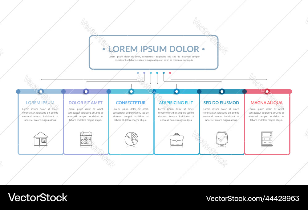 Process Flowchart with Six Stages Vector Image
