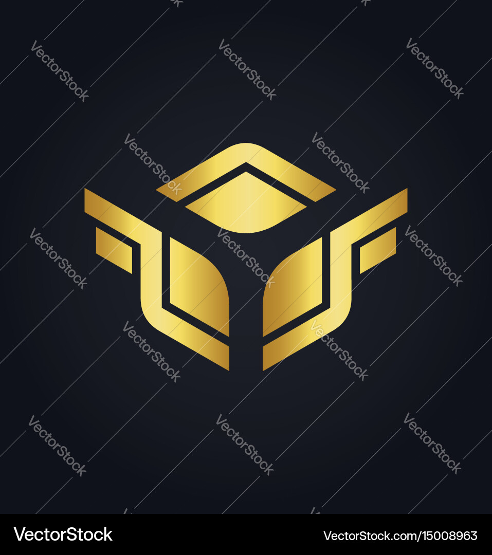 Square wing design gold logo Royalty Free Vector Image