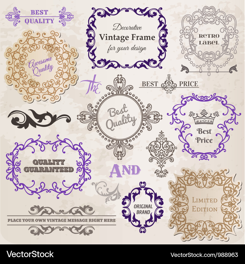Vintage Calligraphic Frame Set vector image