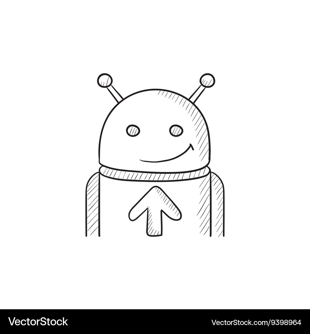 Android mit Pfeil nach oben Skizze Symbol Vektorbild
