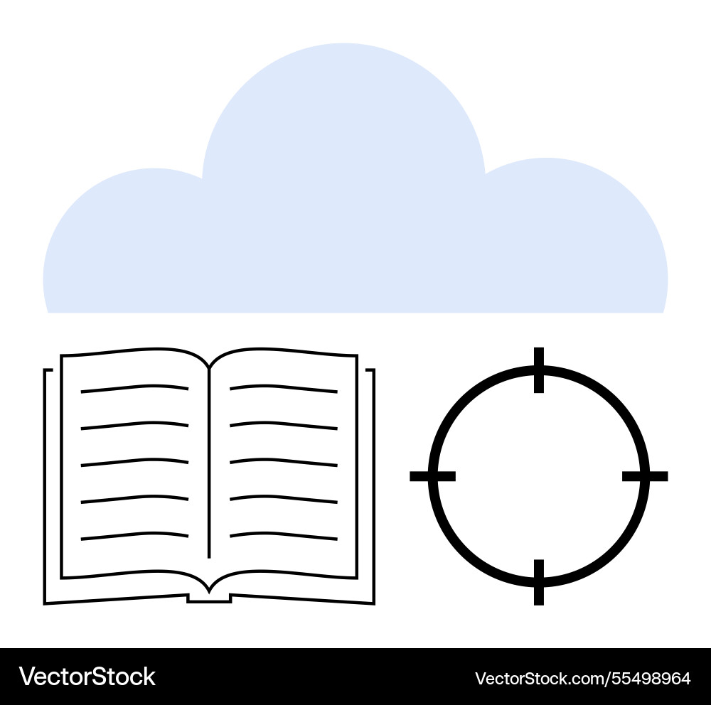 Cloud storage concept with open book and target Cloud storage concept with open book and target vector image