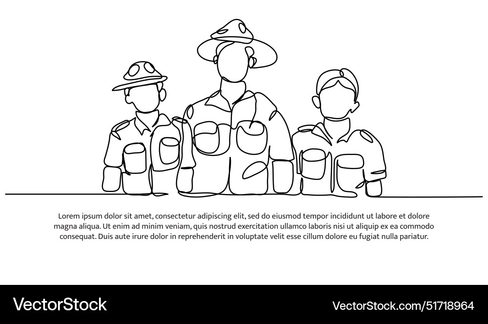 Continuous one line design of forest Vector Image