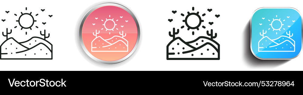Desert icon thin linear regular and button style vector image