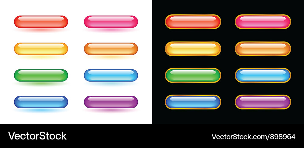 Glassy buttons set Vector Image
