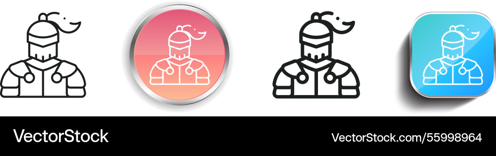 Knight icon thin linear regular and button style vector image