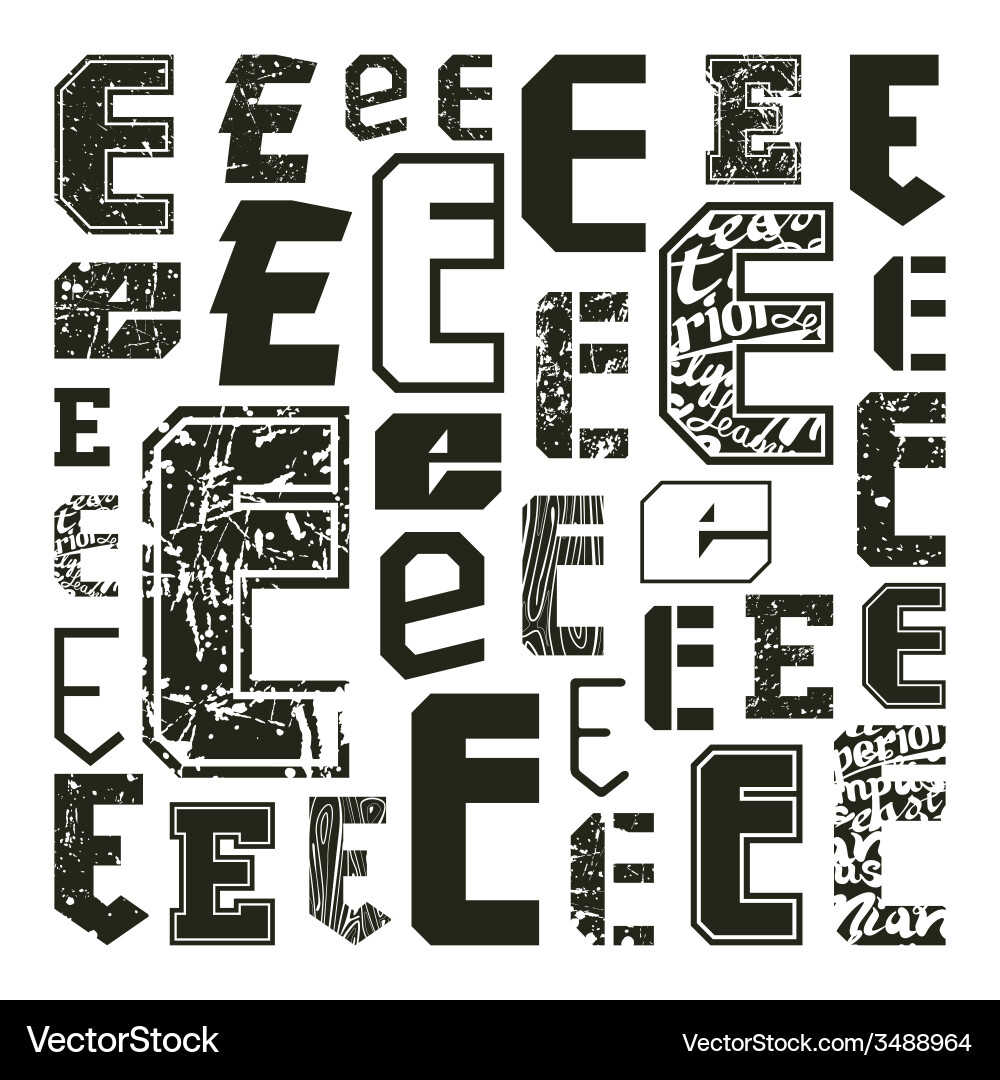 Set versions of letters e vector image