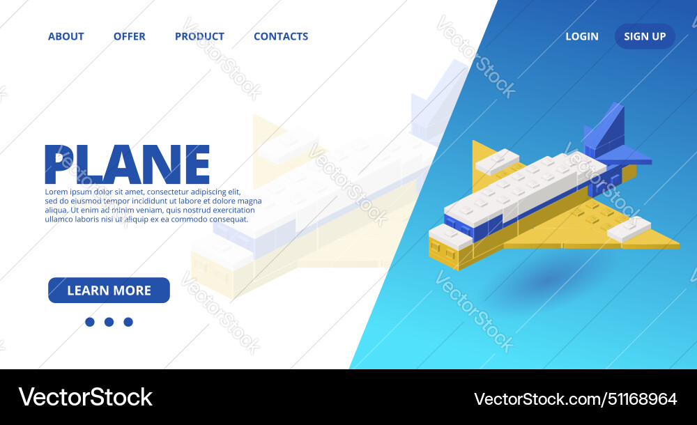 Web template with a plane Royalty Free Vector Image