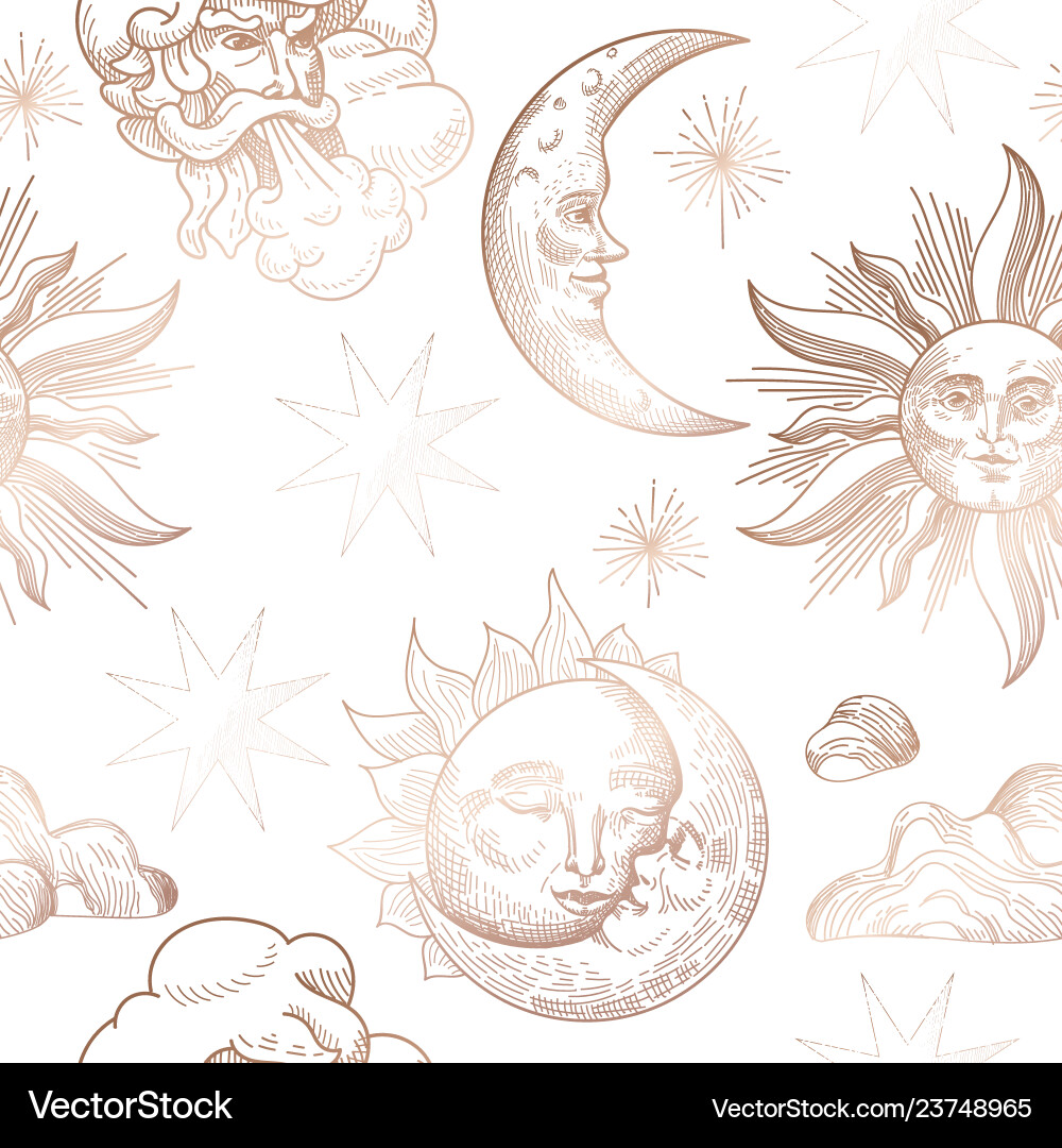 Celestial Sun and Moon Pattern – Royalty-Free Vector | VectorStock, image size:1000x1080