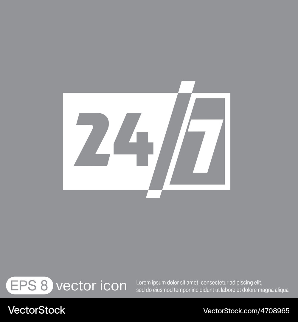 Character 24 7 open hours a day and days Vector Image
