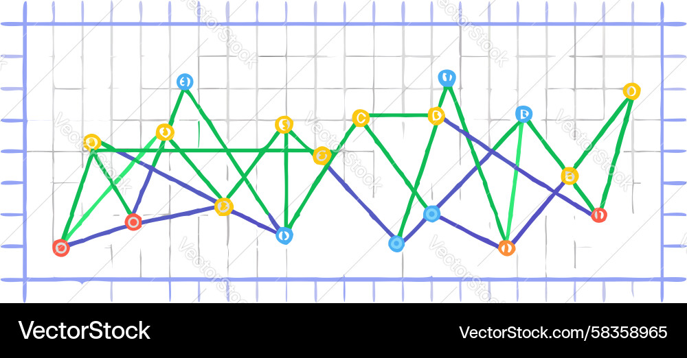 Dynamisches Liniendiagramm mit Datenpunkten Vektorbild