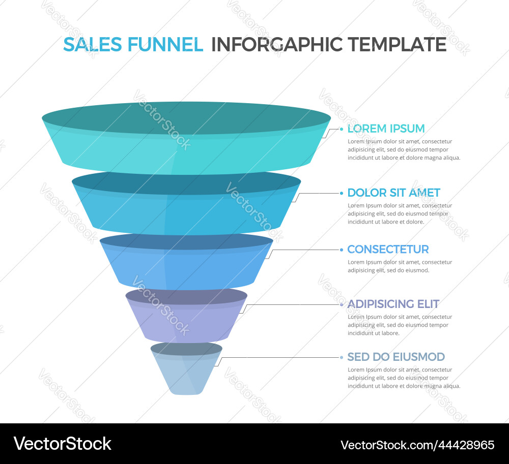 Funnel diagram template Royalty Free Vector Image