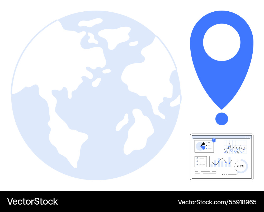 Global location tracking with data analytics Global location tracking with data analytics vector image