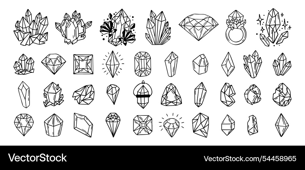 Mystical crystals or diamonds isolated clipart Mystical crystals or diamonds isolated clipart vector image