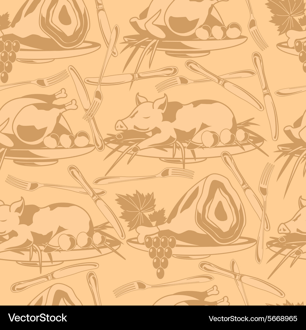 Seamless pattern with different types of meat Vector Image