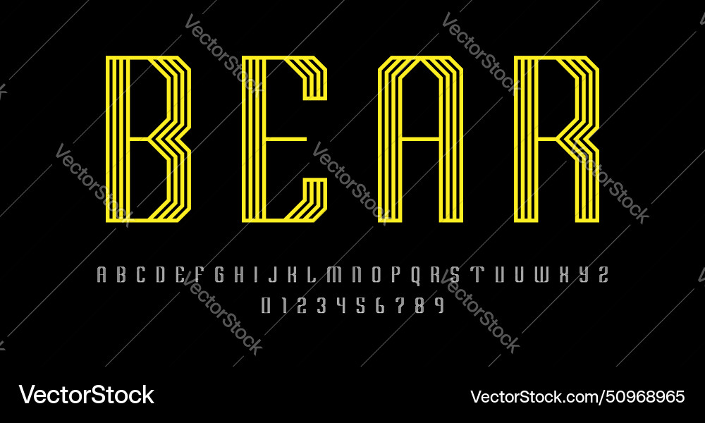 Set of alphabets font letters and numbers Set of alphabets font letters and numbers vector image