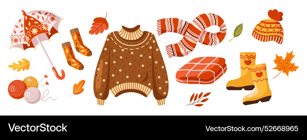 Warm clothes for cold autumn weather 2d cartoon Warm clothes for cold autumn weather 2d cartoon vector image