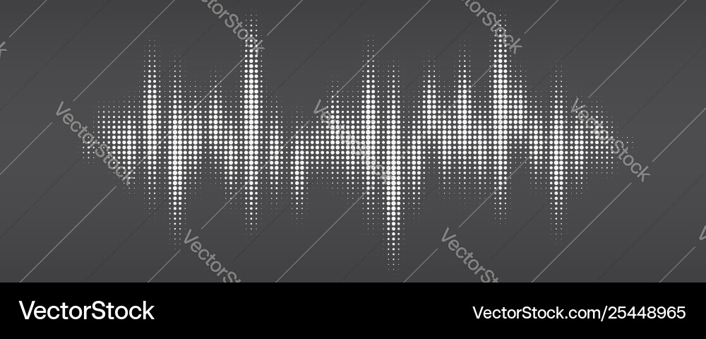 White halftone pattern audio waveform modern Vector Image