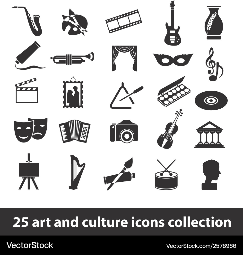 25 art and culture icon collection vector image