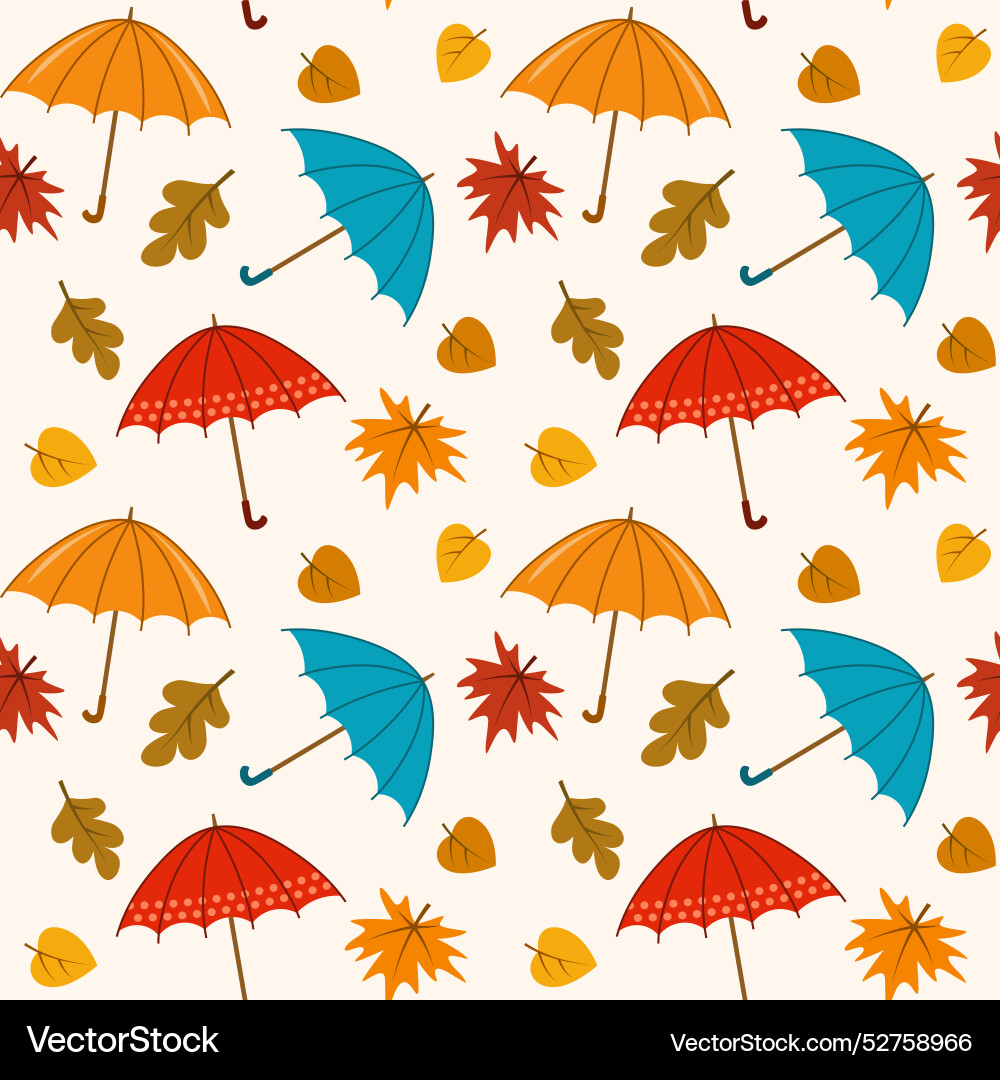 Autumn seamless pattern with colorful umbrellas Autumn seamless pattern with colorful umbrellas vector image