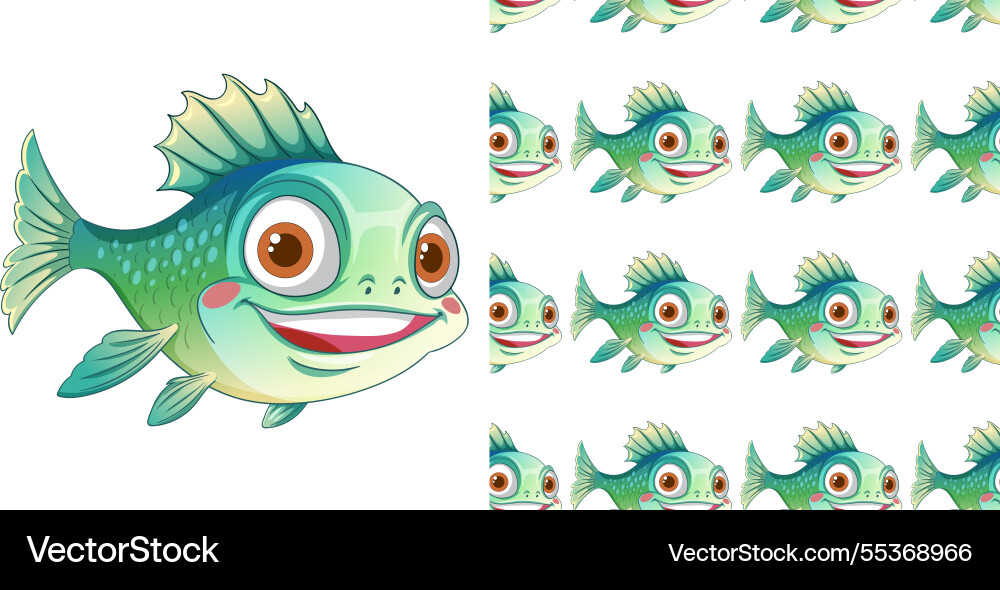 Colorful fish with repeating pattern background Colorful fish with repeating pattern background vector image
