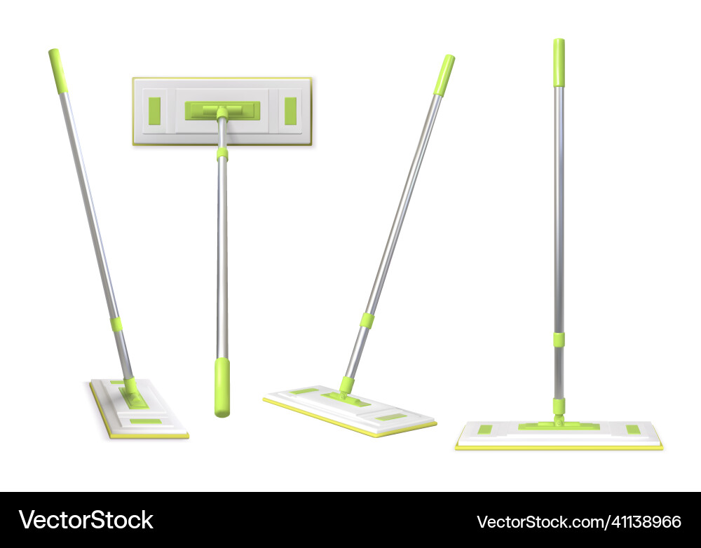 Realistic 3d floor cleaning mop with rag vector image