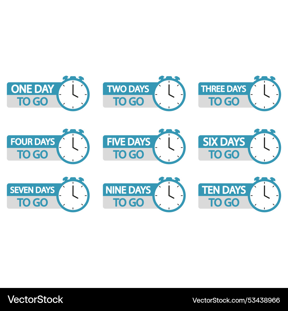 Set of countdown timers bold 1 to 10 days go Set of countdown timers bold 1 to 10 days go vector image