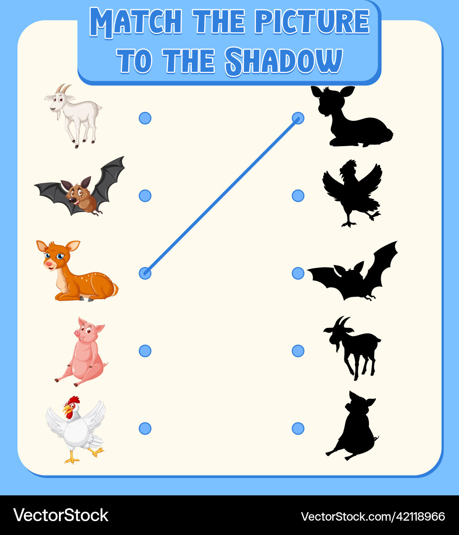 Shadow matching game template Vector Image