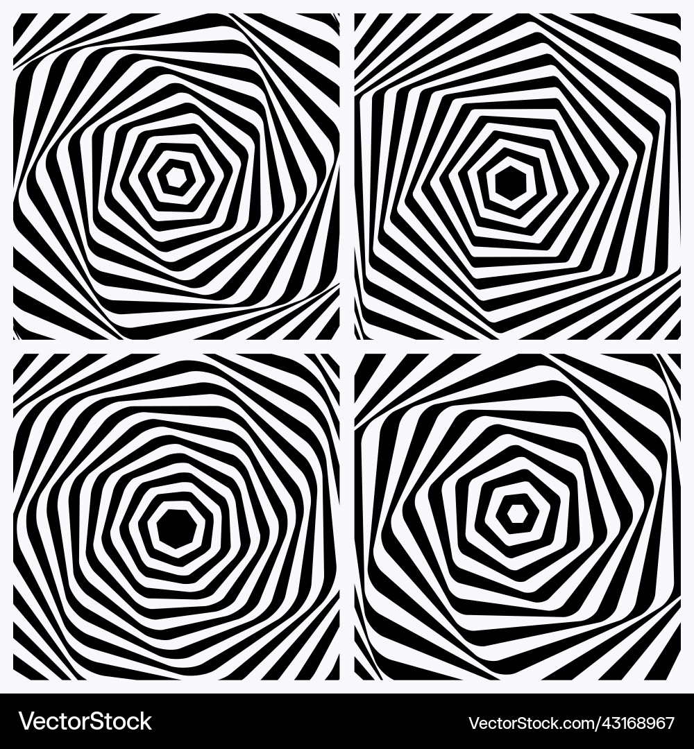 Abstract patterns of black and white lines vector image