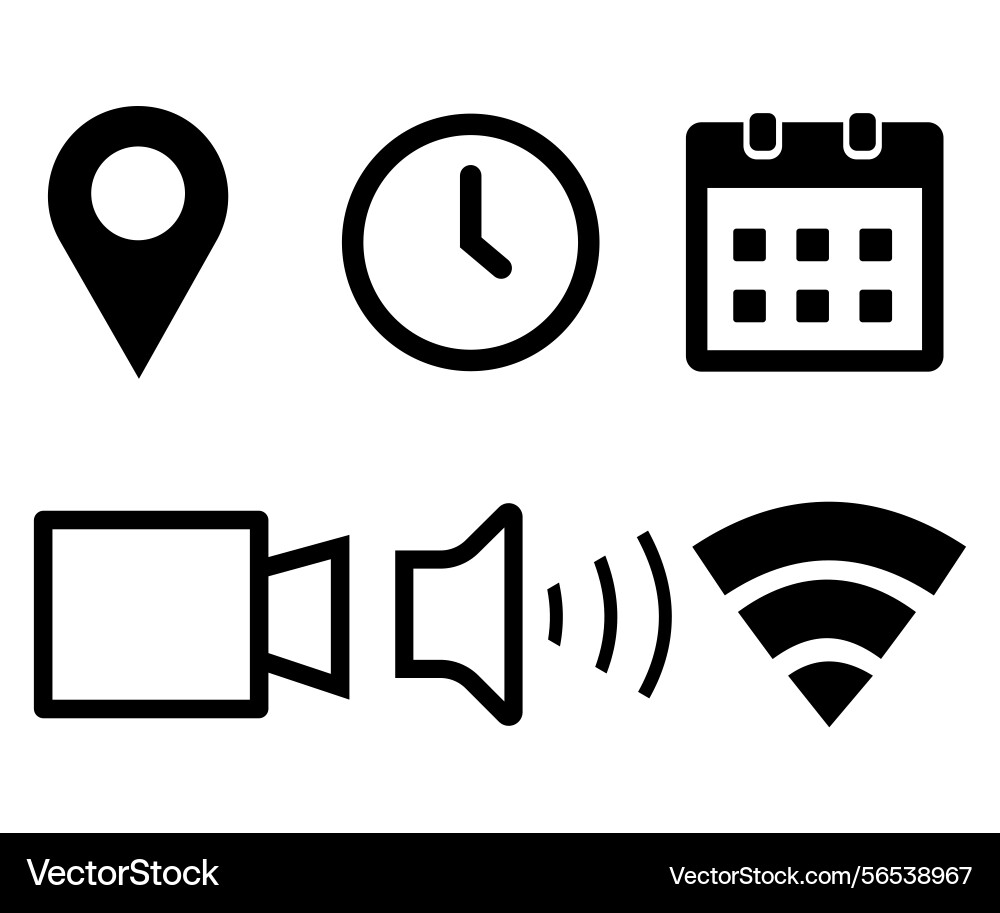 Basic user interface icons location time calendar Vector Image
