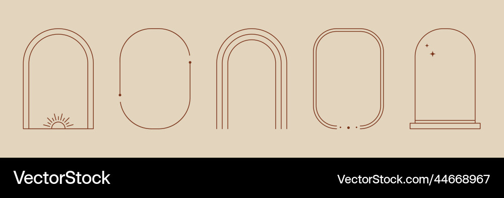 Boho Arch Frame Set - Minimal Line Art vector image