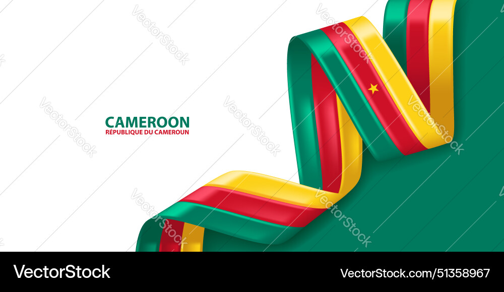 Cameroon 3d ribbon flag Royalty Free Vector Image