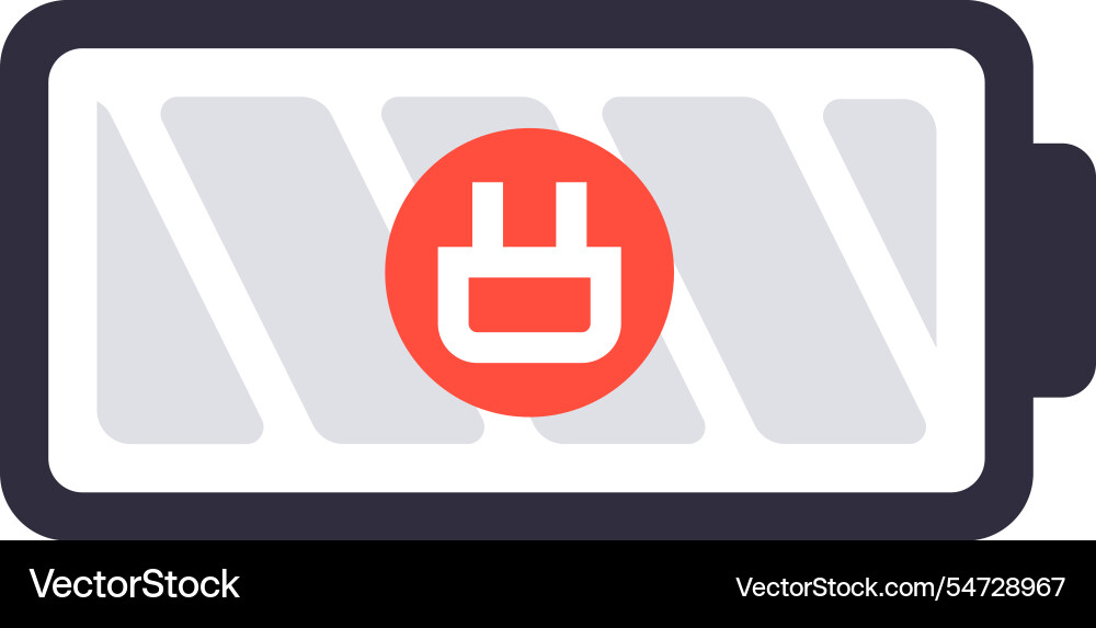 Displaying battery charging status with a plug Vector Image