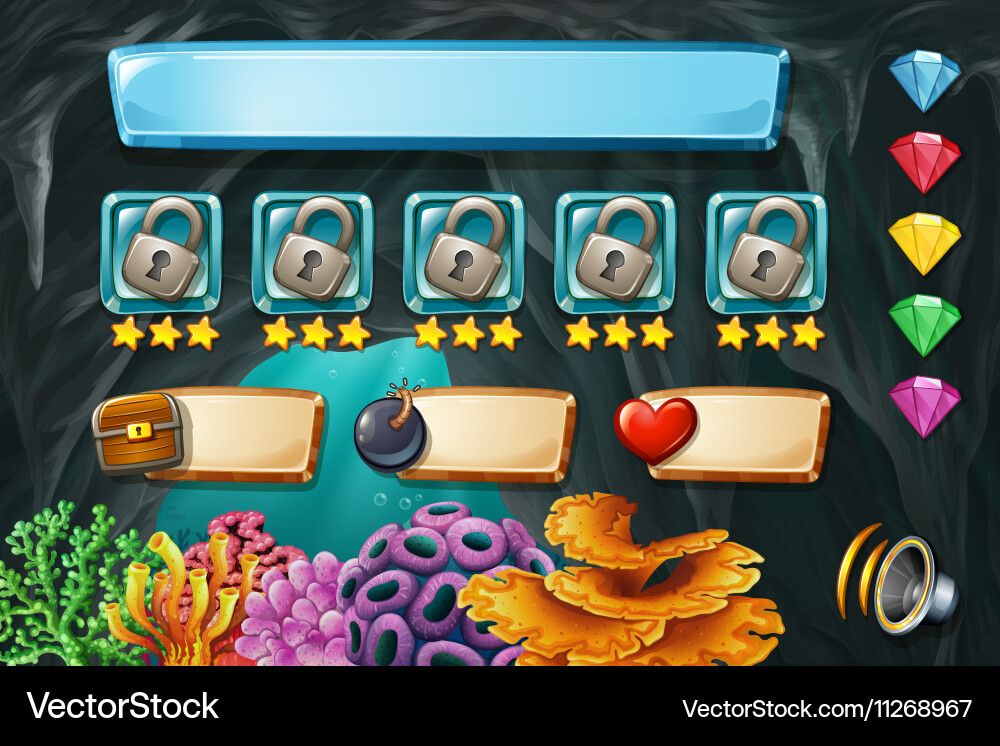 Game template with cave in background Vector Image