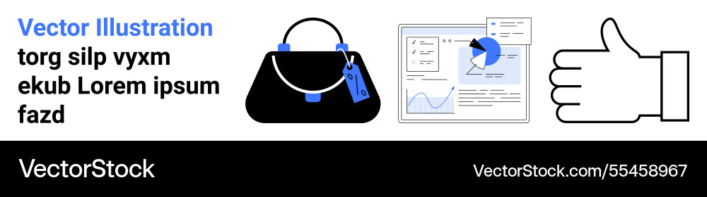 Handbag with tags analytics dashboard data Handbag with tags analytics dashboard data Vector Image