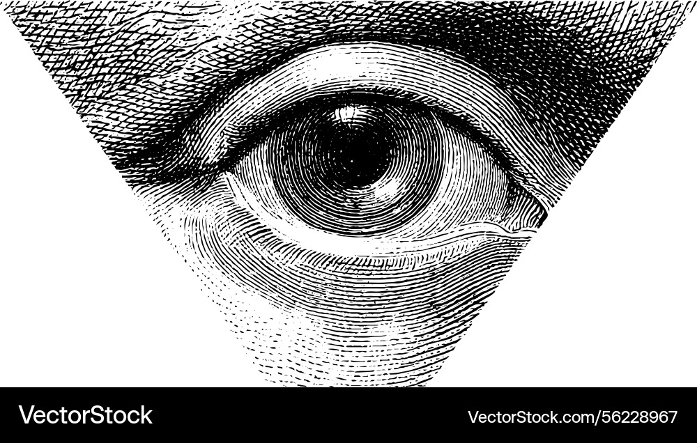 Intricate etching of an eye in triangle design Intricate etching of an eye in triangle design Vector Image