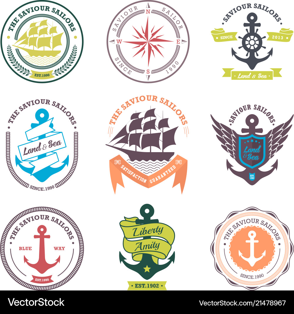 Nautical Badge Set Royalty Free Vector Image - VectorStock