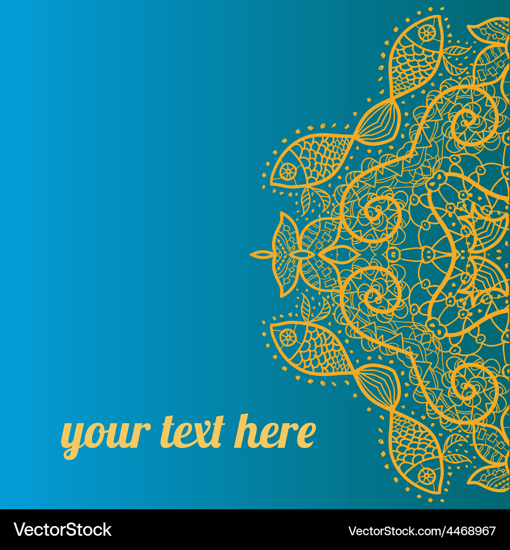 Ornate frame with sample text azure Vector Image