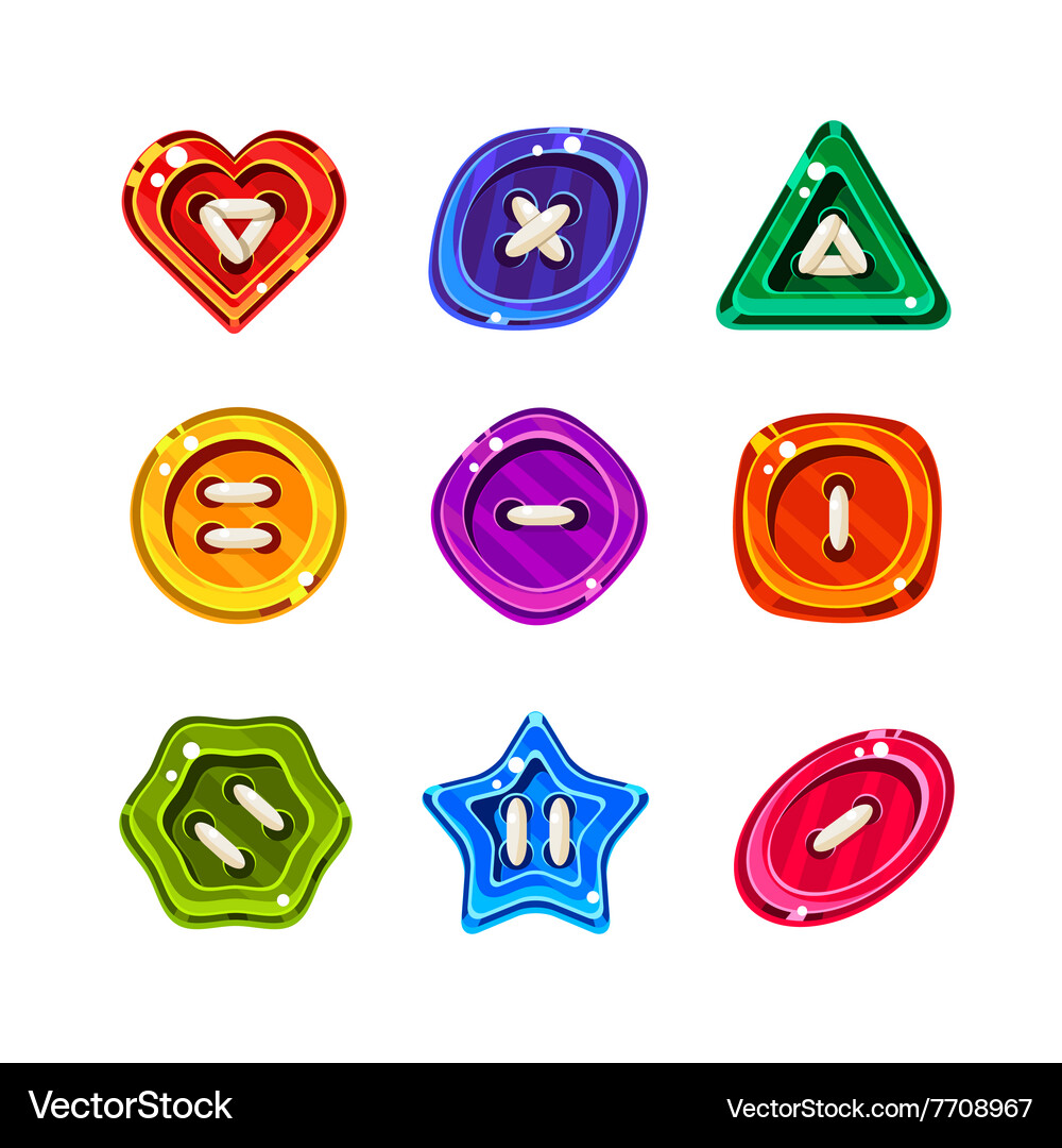 Shiny glossy colorful buttons set Vector Image