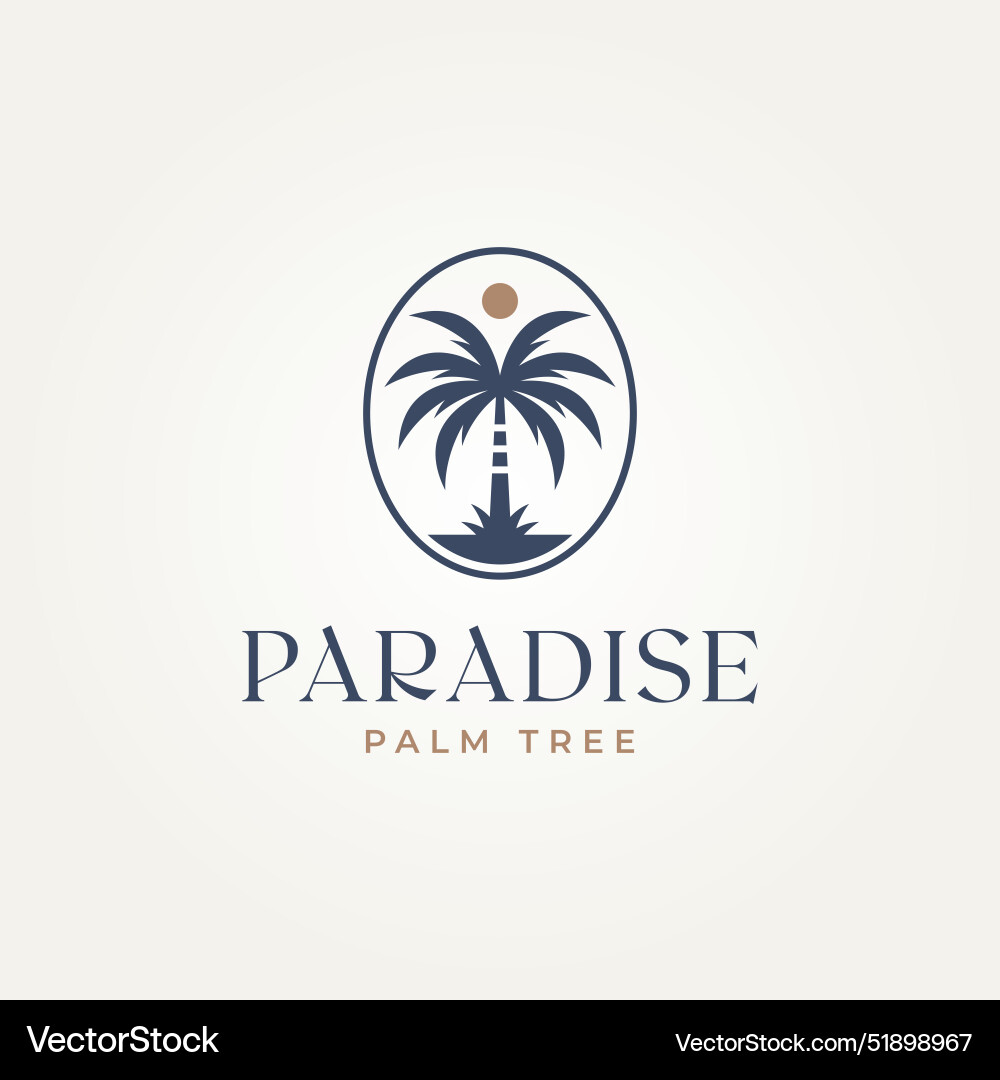 Silhouette summer palm tree badge icon logo Silhouette summer palm tree badge icon logo vector image
