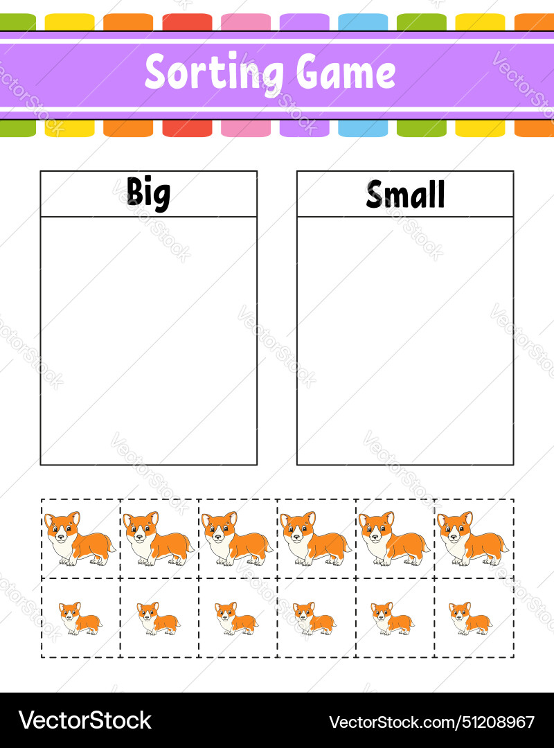 Sorting game for children happy characters big Sorting game for children happy characters big vector image