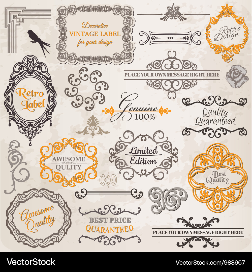Vintage Calligraphic Frame Collection vector image